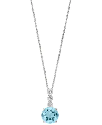 Aquamarine (3/4 ct. t.w.) & Diamond Accent 18" Pendant Necklace 14k White Gold (Also Morganite)