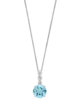 Aquamarine (3/4 ct. t.w.) & Diamond Accent 18" Pendant Necklace 14k White Gold (Also Morganite)