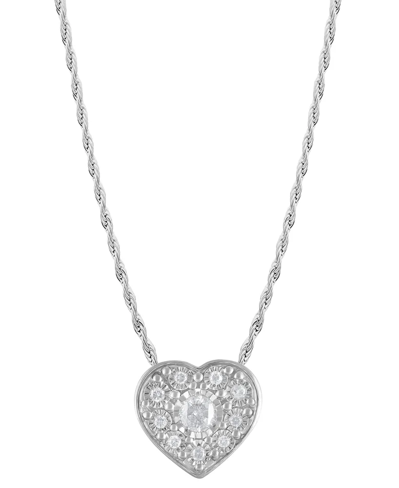 2-Pc. Set Diamond Heart Pendant Necklace & Matching Stud Earrings (3/8 ct. t.w.) in Sterling Silver