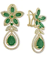 Brasilica by Effy Emerald (5-1/4 ct. t.w.) and Diamond (1-1/4 ct. t.w.) Teardrop Earrings in 14k Gold or 14k White Gold, Created for Macy's