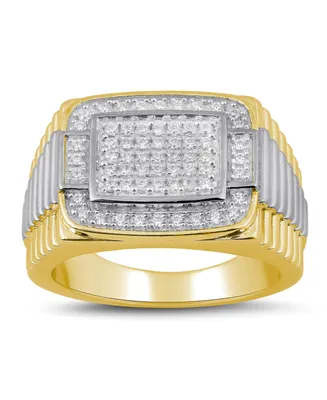 Men's Diamond Two-Tone Cluster Ring (1/2 ct. t.w.) in Sterling Silver Or 18k Gold Over Silver