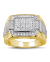 Men's Diamond Two-Tone Cluster Ring (1/2 ct. t.w.) in Sterling Silver Or 18k Gold Over Silver
