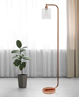 Simple Designs Antique Style Industrial Iron Lantern Floor Lamp with Glass Shade