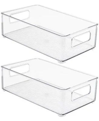 Sorbus 2 Pack Medium Stackable Clear Storage Bins With Handles For Kitchen Pantry Freezer Fridge Organization