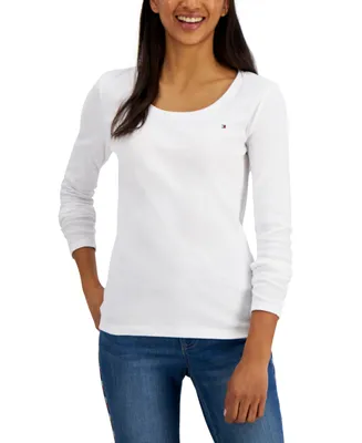 Tommy Hilfiger Women's Solid Scoop-Neck Long-Sleeve Top