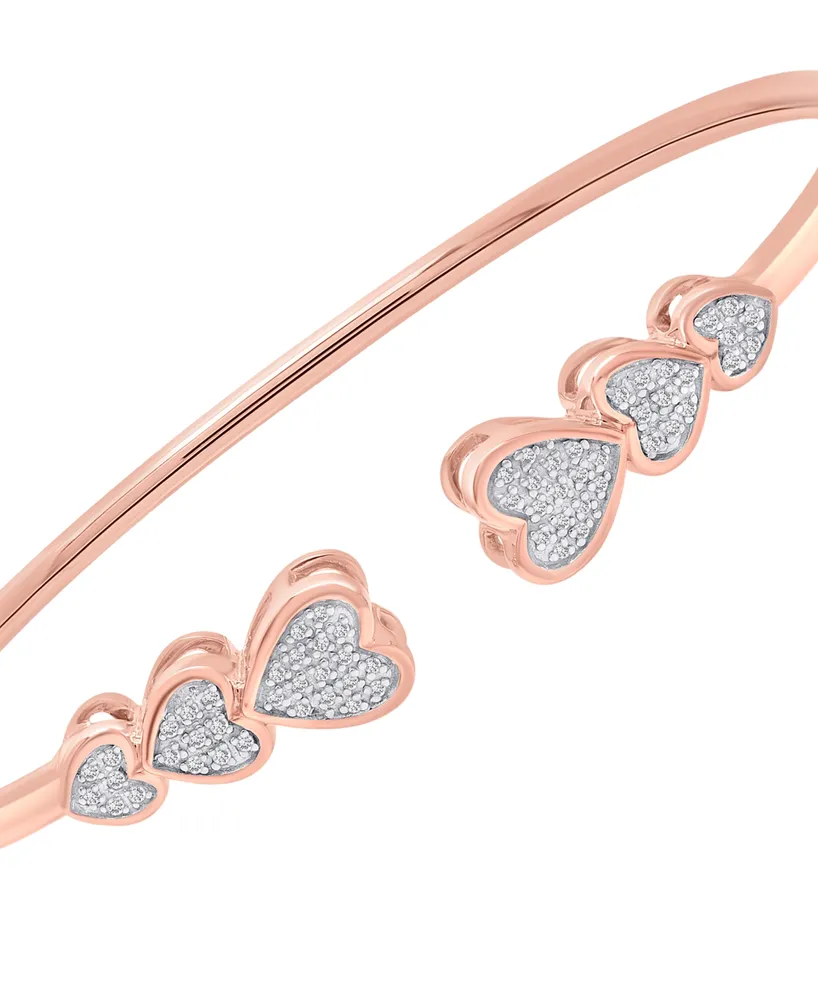 Wrapped Diamond Hearts Cuff Bangle Bracelet (1/5 ct. t.w.) in 14k Rose Gold-Plated Sterling Silver, Created for Macy's - Rose Gold
