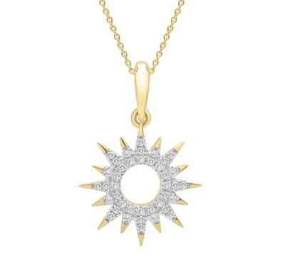 Wrapped Diamond Sun Pendant Necklace (1/10 ct. t.w.) in 14k Gold Created for Macy's (Also available in Black Diamond)