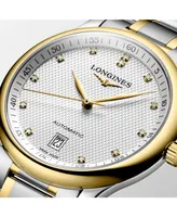 Longines Men's Swiss Automatic Master Diamond Accent 18k Gold and Stainless Steel Bracelet Watch 39mm L26285777