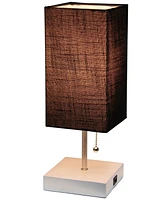 Simple Designs Petite Stick Lamp with Usb Charging Port and Shade