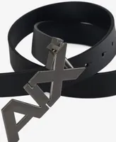 A|X Armani Exchange Men's Satin Metal Logo Reversible Belt