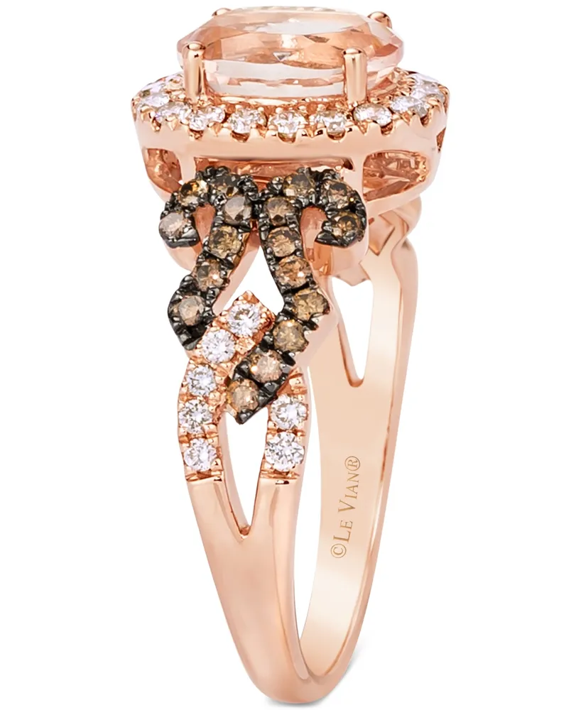 Le Vian Peach Morganite (7/8 ct. t.w.) & Diamond (1/2 ct. t.w.) Ring in 14k Rose Gold