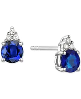 Sapphire (7/8 ct. t.w.) & Diamond Accent Stud Earrings 14k Yellow Gold (Also Emerald, Ruby, Morganite Tanzanite)