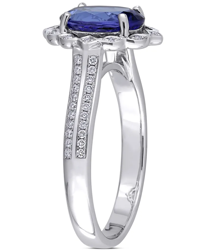 Tanzanite (1-4/5 ct. t.w.) & Diamond (1/6 Statement Ring 14k White Gold