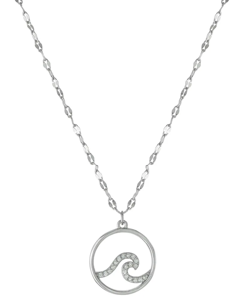 Giani Bernini Cubic Zirconia Wave Pendant Necklace in Sterling Silver, 16" + 2" extender, Created for Macy's