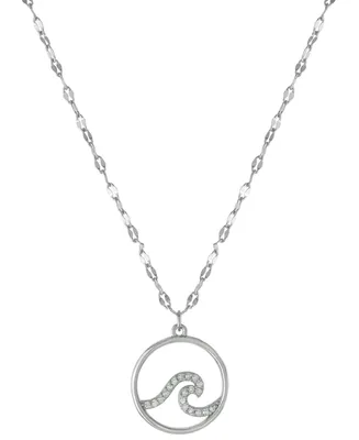 Giani Bernini Cubic Zirconia Wave Pendant Necklace in Sterling Silver, 16" + 2" extender, Created for Macy's