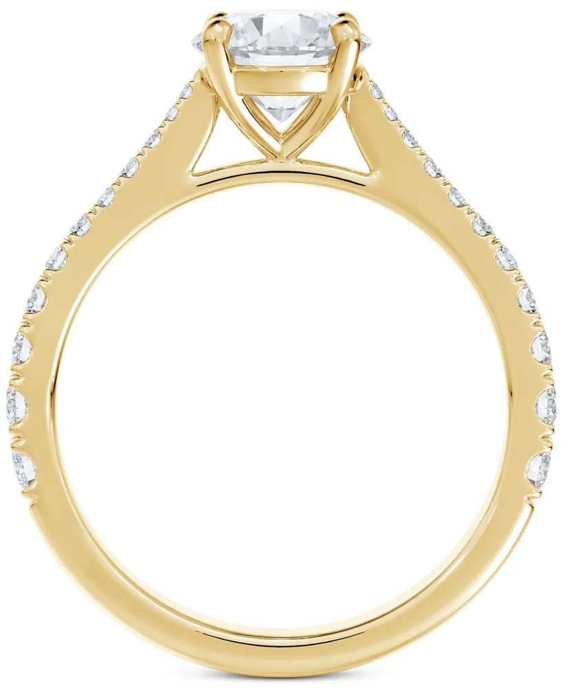 Portfolio by De Beers Forevermark Diamond Round-Cut Solitaire Tapered Pave Engagement Ring (1-1/10 ct. t.w.) in 14k Gold