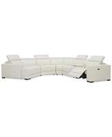 Closeout! Jenneth 6-Pc. Leather Sofa with 1 Power Motion Recliner and Cuddler, Created for Macy's