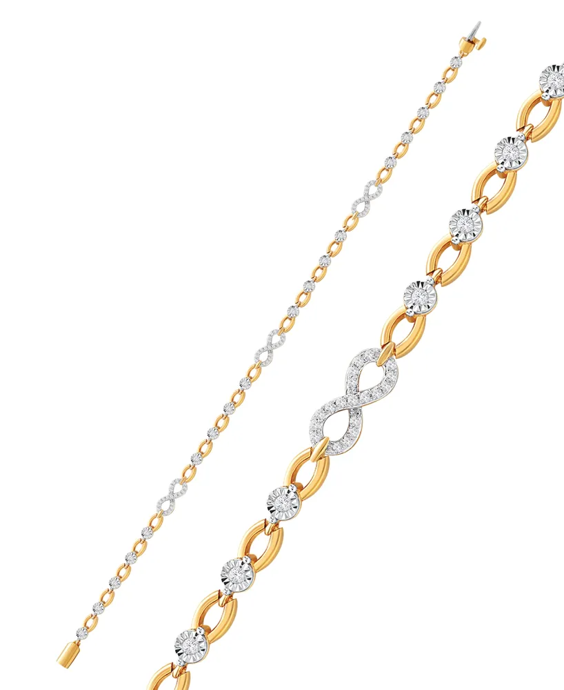 Diamond Infinity Open Link Bracelet (1/2 ct. t.w.) in Sterling Silver & 14k Gold-Plate - Sterling Silver  14k Gold