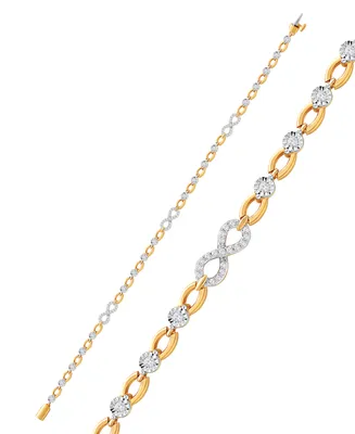 Diamond Infinity Open Link Bracelet (1/2 ct. t.w.) in Sterling Silver & 14k Gold-Plate