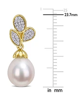 Cultured Freshwater Pearl (9mm) & Diamond (1/5 ct. t.w.) Drop Earrings in 10k Gold