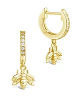 Women's Cubic Zirconia Bee Micro Hoop Earrings