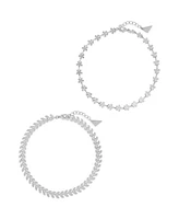 Sterling Forever Women's Floral Anklet Duo Set, 2 Piece