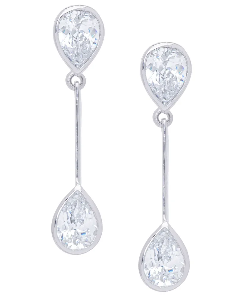 Cubic Zirconia Drop Silver Plate Earrings