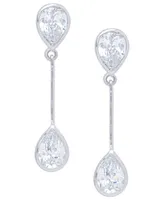 Cubic Zirconia Drop Silver Plate Earrings