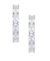 Cubic Zirconia Hoop Silver Plate Earrings