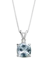 Aquamarine (1-1/3 ct. tw.) and Diamond Accent Pendant Necklace in 14k White Gold