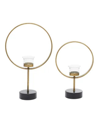 Contemporary Candle Holder, Set of 2 - Gold