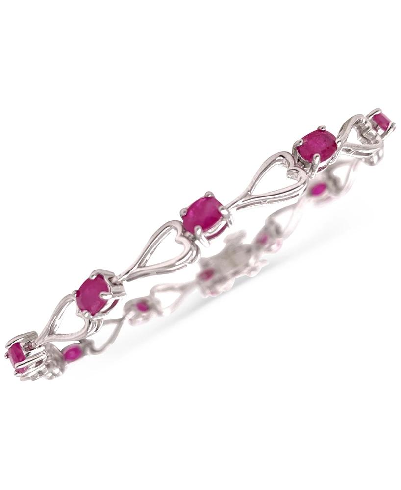 Ruby Heart Link Bracelet (6 ct. t.w.) Sterling Silver (Also Emerald, Tanzanite & Sapphire)