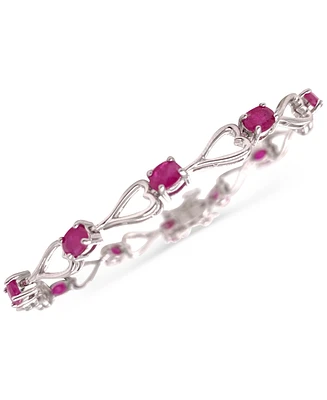 Ruby Heart Link Bracelet (6 ct. t.w.) Sterling Silver (Also Emerald, Tanzanite & Sapphire)