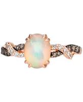 Le Vian Neopolitan Opal (1 ct. t.w.) & Diamond (1/6 ct. t.w.) Twist Ring in 14k Rose Gold