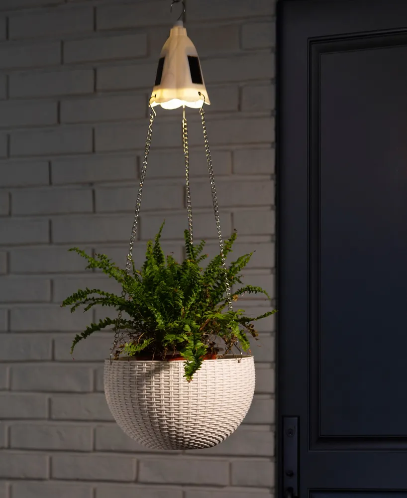 Glitzhome Solar Lighted Plastic Hanging Planter, 30"