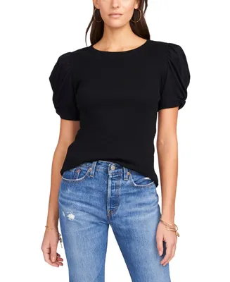 1.state Women's Puff Sleeve Short Knit T-shirt