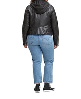 Levi's Plus Size Trendy Hooded Faux Leather Moto Jacket