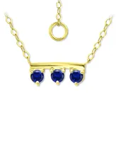 Giani Bernini Lab-Grown Imitation Blue Sapphire Trio Pendant Necklace, 16" + 2" extender (Also Green Quartz & Ruby), Created for Macy's