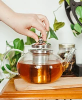 Grosche Joliette Hand Blown Glass Teapot with Stainless Steel Infuser, 42 fl oz Capacity