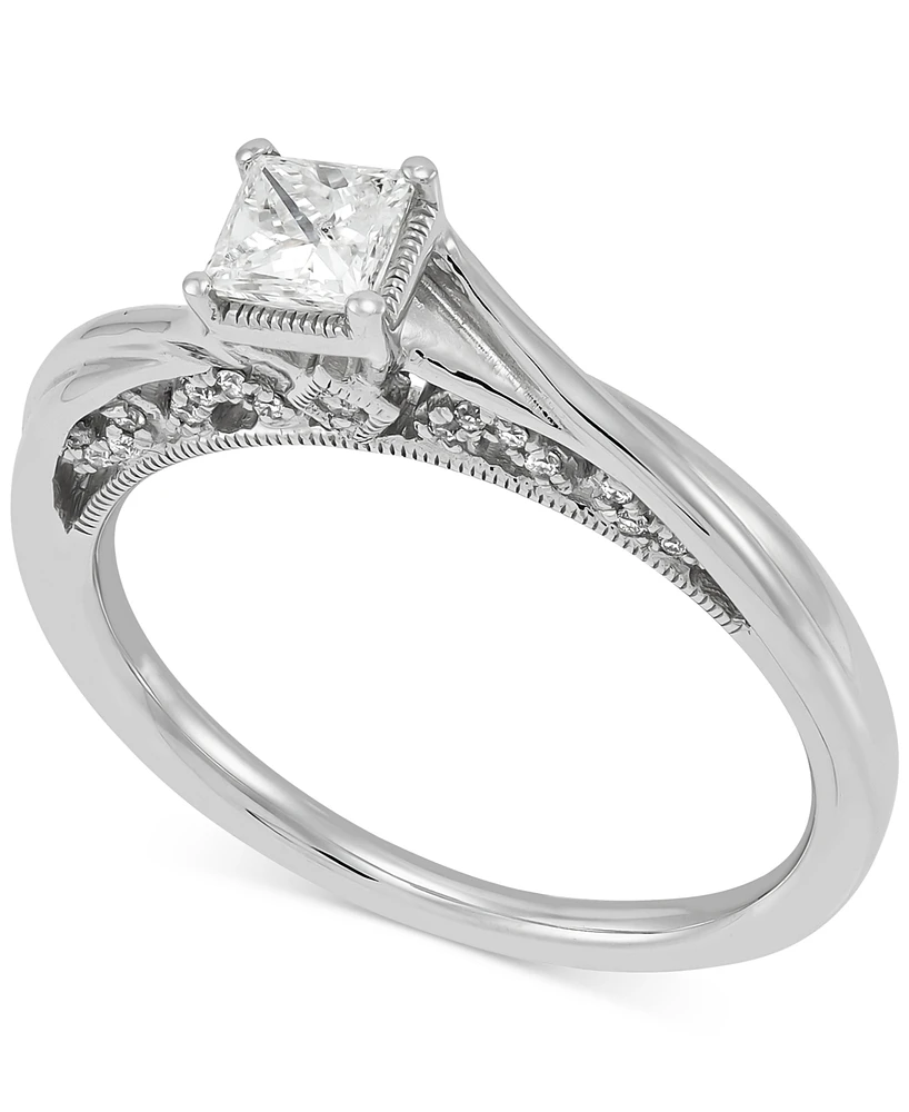 Diamond Princess Engagement Ring (1/2 ct. t.w.) in 14k White Gold