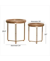 Wood Contemporary Accent Table Set, 2 Piece