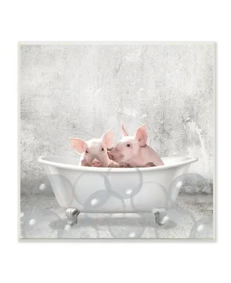 Stupell Industries Baby Piglets Bath Time Cute Animal Design Wall Plaque Art, 12" x 12" - Multi