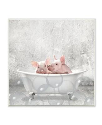 Stupell Industries Baby Piglets Bath Time Cute Animal Design Wall Plaque Art, 12" x 12"