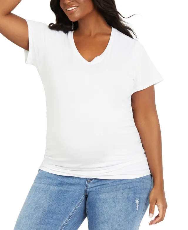 A Pea in the Pod Luxe Side Ruched 3/4 Sleeve Maternity T Shirt - Macy's