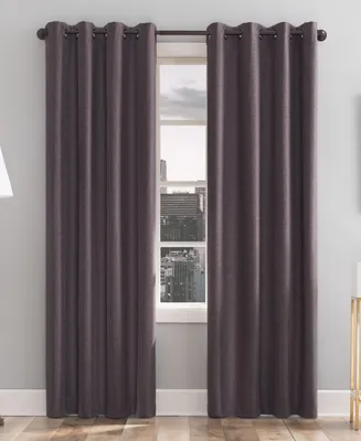 Sun Zero Tyrell Tonal Texture Blackout Grommet Curtain Panel
