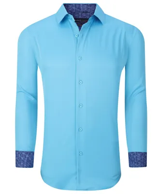 Men's Solid Slim Fit Wrinkle Free Stretch Dress Shirt