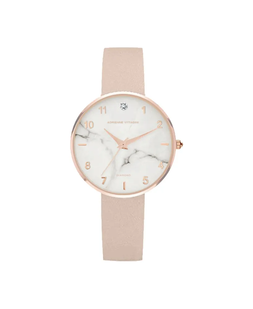 Adrienne Vittadini Women's Mock Chronograph and Blush Leather Strap Watch  36mm