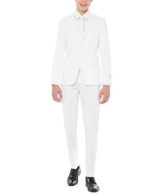 OppoSuits Teen Boys White Knight Slim Fit Solid Suit