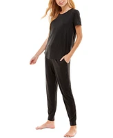 Roudelain Scoop Neck T-Shirt & Jogger Pants Pajama Set