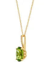 Peridot (2-3/4 ct. t.w.) & Diamond Accent Oval 18" Pendant Necklace in 14k Gold